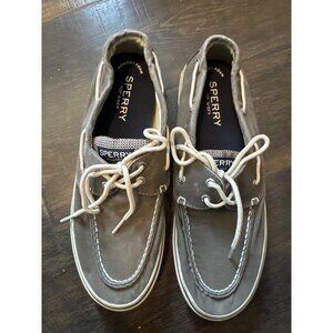 Sperry Top-Sider Halyard 2-Eye boat shoes grey canvas size 10.5